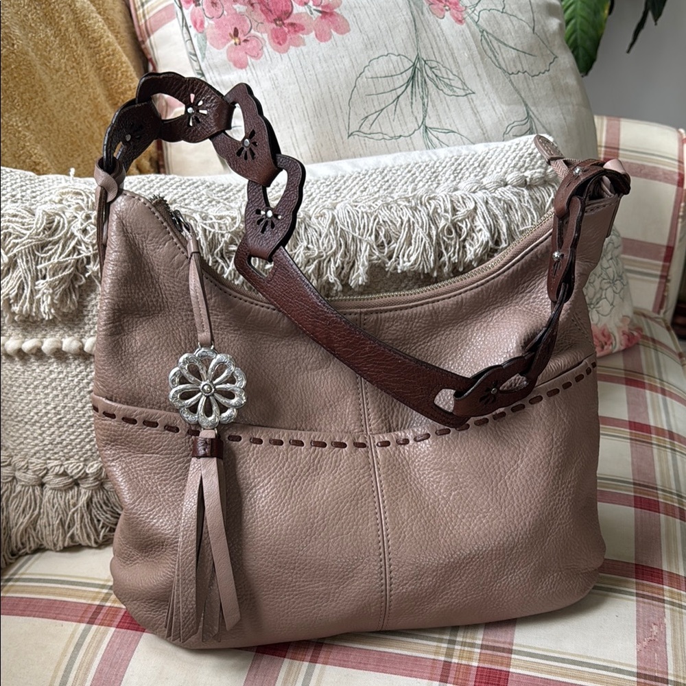 Brighton “KODIAK” taupe leather shoulder purse